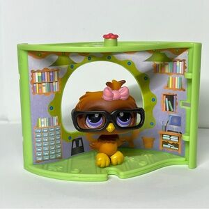 Authentic Littlest Pet Shop LPS Hasbro #354 Owl Nook Glasses Reading Books VTG